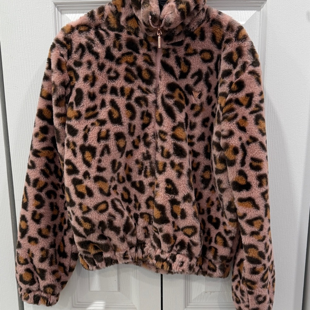 Guess Pink Leopard Print Kids Jacket -LIKE NEW
